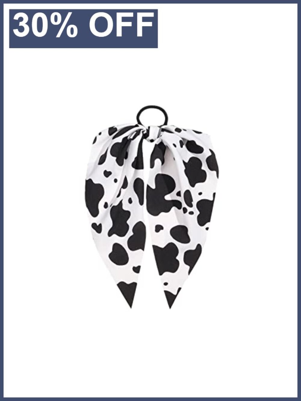 Cow Print Hair Scrunchie Removable Bow Ponytail Holder for Women Girls
